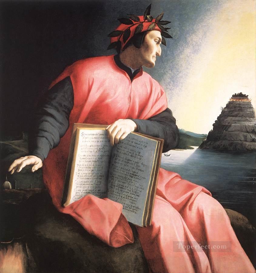 ダンテ・フィレンツェ・アーニョロ・ブロンズィーノの寓意的肖像油絵